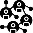 Icon representing a network of interconnected kitchen cabinets.